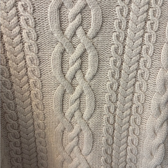 French Connection Cable Knit Cowl Neck Light Beige Sweater Wool Blend - Picture 10 of 11